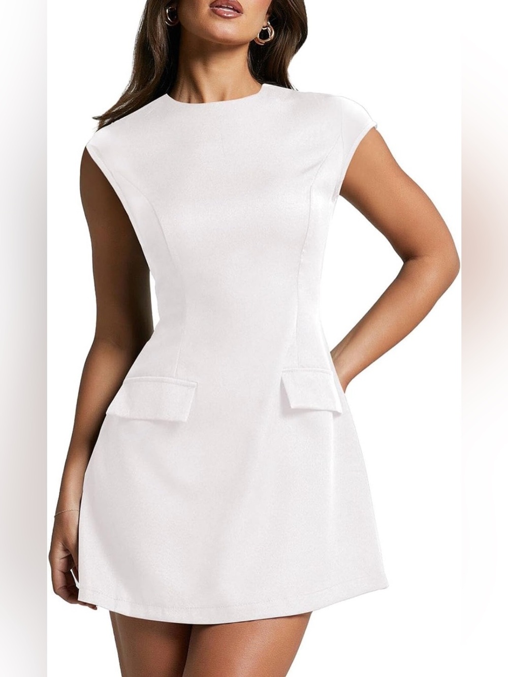 Cap Sleeve Mock Neck Mini Dress